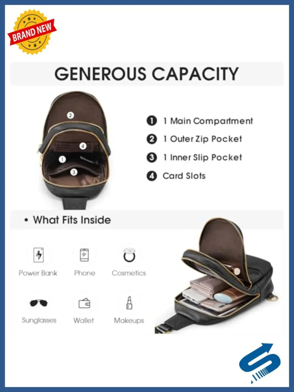 Genuine Leather RFID Blocking Sling Crossbody Bag for Women Travel
